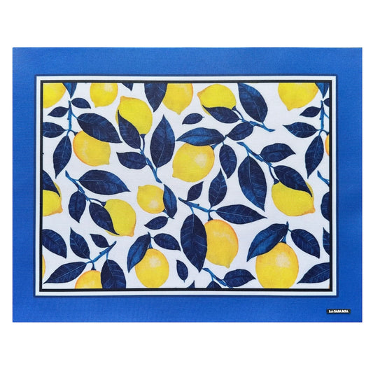 Individual de uso diario “limones con marco azul”
