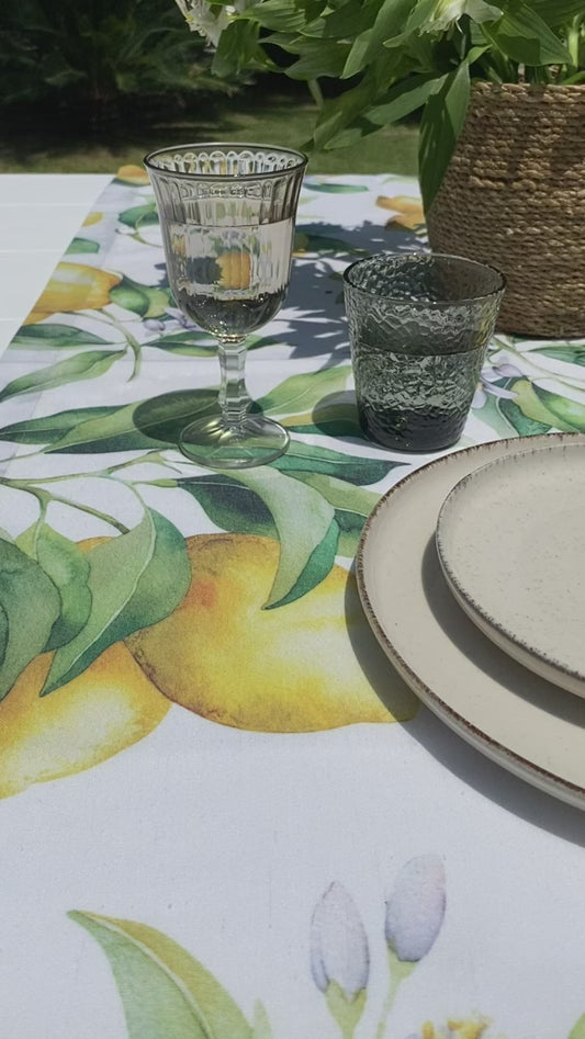 Camino de mesa de lino “limones sicilianos”