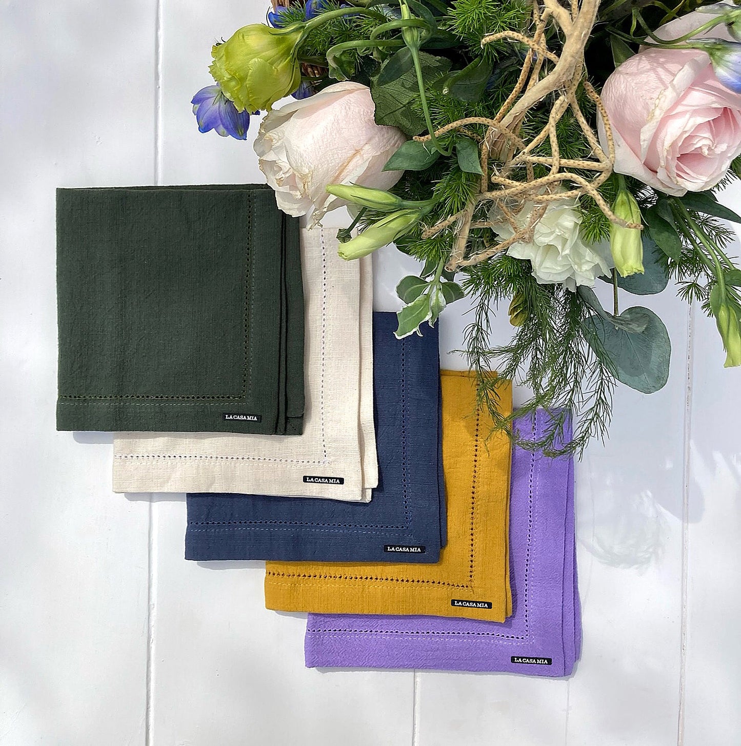 Servilleta lino con deshilado en "crudo"