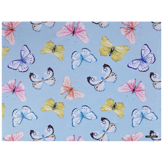 Individual de uso diario "mariposas con fondo azul"