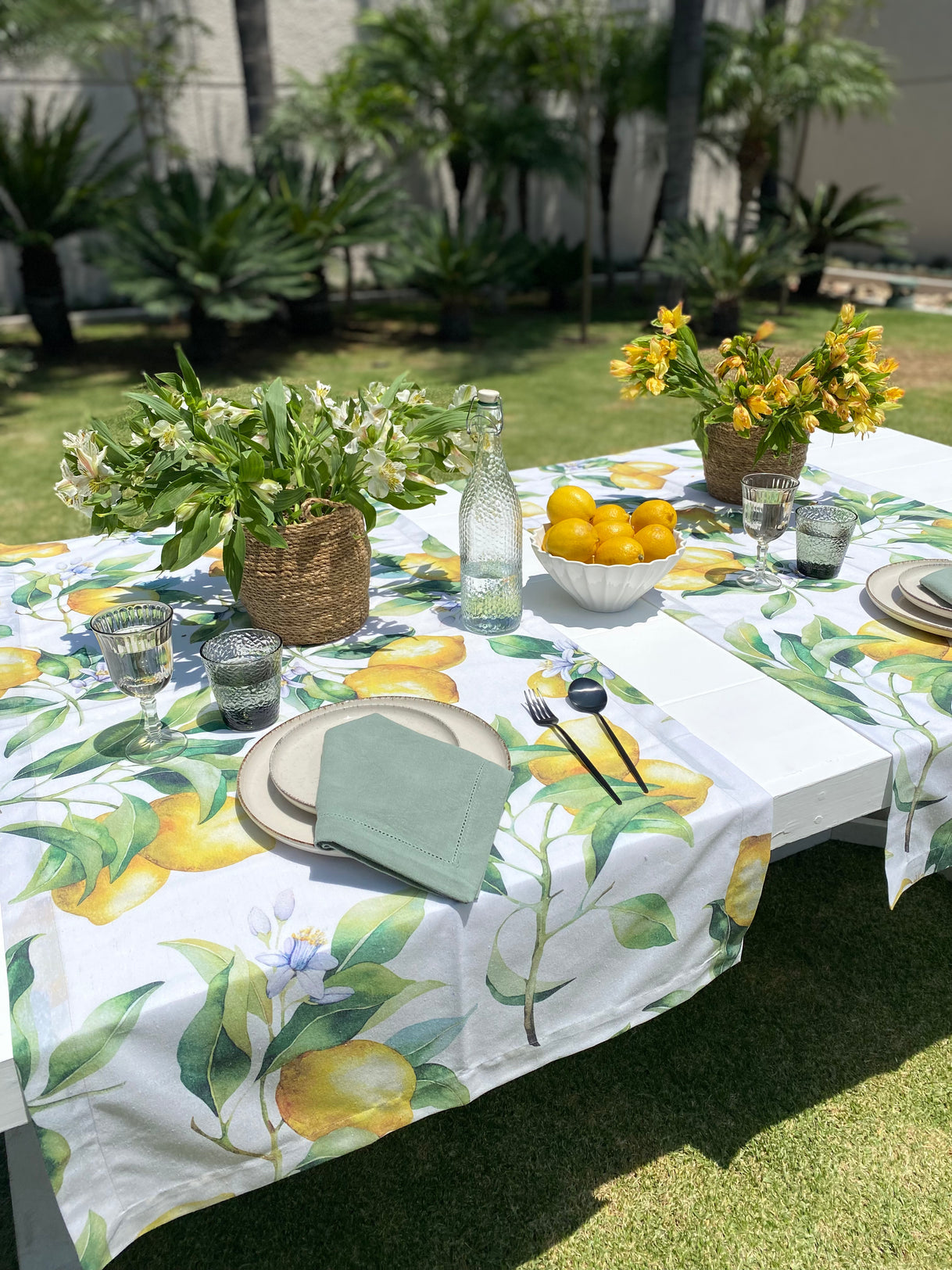 Camino de mesa de lino “limones sicilianos”